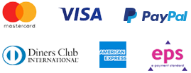 Zahlungsarten: Visa, Diners Club, Mastercard, Sofortüberweisung, Kauf auf Rechnung, PayPal